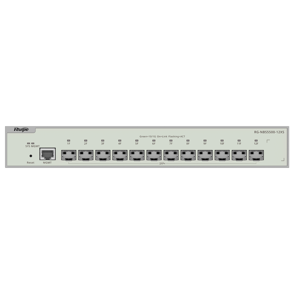 REYEE RG-NBS5500-12XS - Ruijie Reyee Cloud Managed L3 Switch - 12 Ranuras SFP+ de 10 Gbps dedicadas para fibra - Enrutamiento dinámico Capa 3: OSPFv2 y OSPFv3 - Servidor DHCP e interconexión virtual VCS - Seguridad avanzada empresarial: ACL y 802.1X - Ges - imagen 2