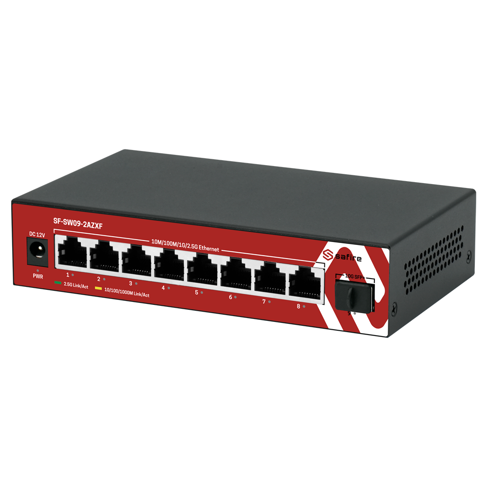 SAFIRE SF-SW09-2AZXF - Switch Multigagibit 2,5Gbps - 8 puertos + 1 Uplink SFP 10G - Velocidad de puertos 2,5/1Gbps - Tasa de reenvío de paquetes 44.64 Mbps - Capacidad de switching 60 Gbps - Switch de sobremesa - imagen 2