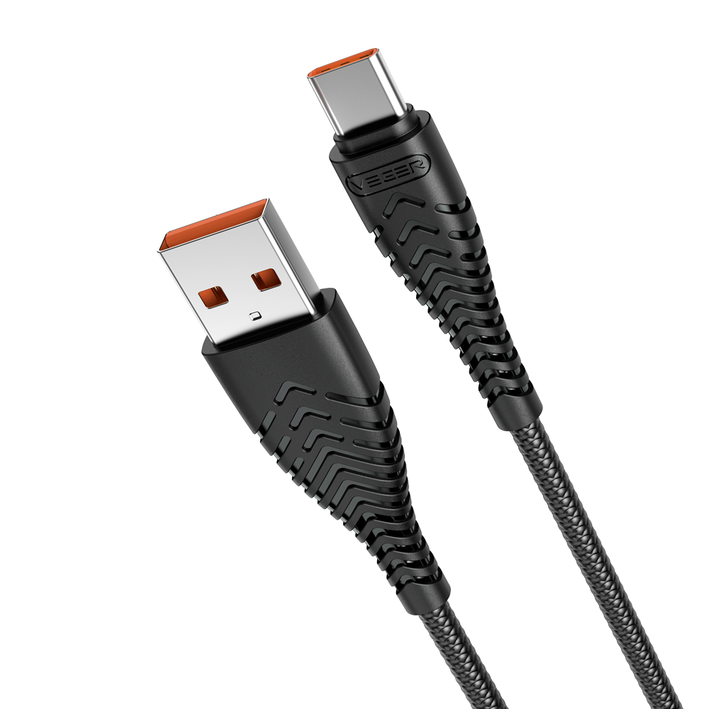 VEGER VG-V104 - Veger - Cable USB2.0 - USB-A a USB-C - Cubierta de plástico, Nylon trenzado - Longitud 1.2m - Color negro - imagen 2