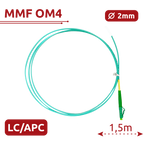 SAFIRE SF-LC-APC-OM4-0015M-D20-A - Pigtail de fibra óptica simplex - Fibra multimodo OM4 de alta velocidad - Conector LC con pulido APC - Grosor de cable estándar de 2.0 mm - Longitud exacta de 1.5 metros - Cubierta exterior LSZH color Aqua - imagen 2