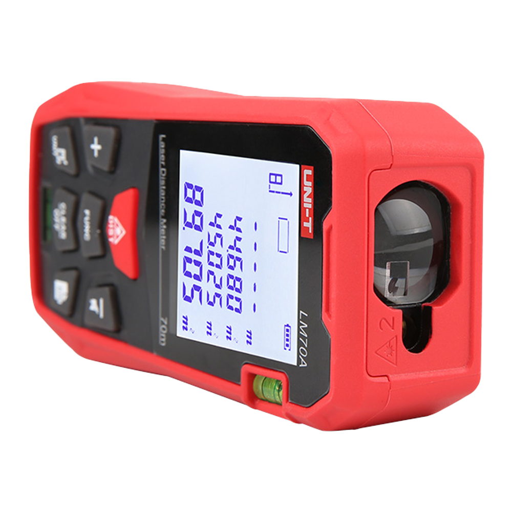 UNI-T LM70A - Medidor láser de distancia - Rango de hasta 70 m con precisión milimétrica - Medición de longitud, área, volumen - Diseño ergonómico y confortable - Almacenamiento de hasta 99 conjuntos de datos - Contiene nivelador de burbuja - imagen 2