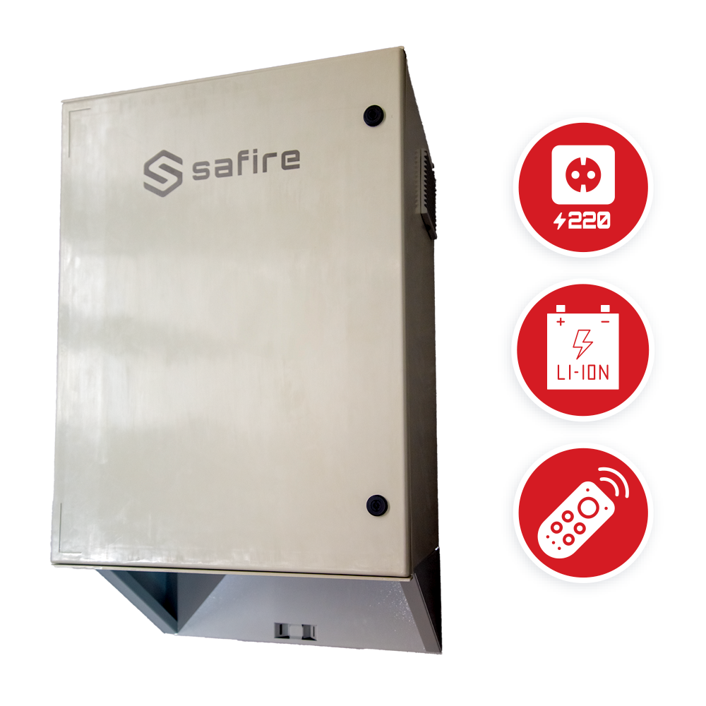 SAFIRE SF-BOX08220-BMS-IP55 - Armario de poliéster carga rápida para farola - Diferencial, magnetotérmico y SPD - Dimensiones exteriores 80x60x30cm - Switch 8 puertos POE | Bandeja fusión de fibra - Grado de protección IP55 / Carril DIN - Carga rápida 17 - imagen 2