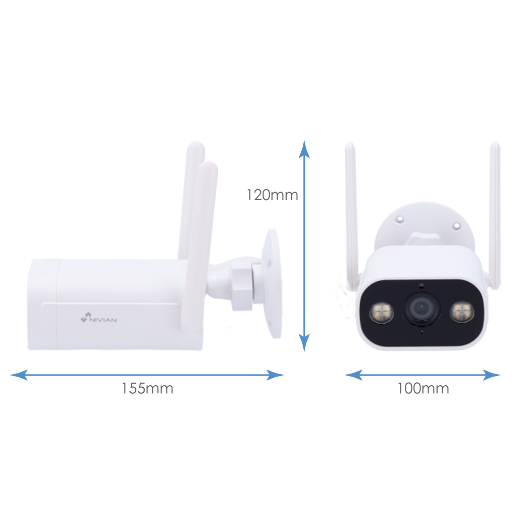 NIVIAN NVS-IPC-02-L - Nivian Smart Cámara 2K - Wifi 2.4 GHz - Apta para exterior | IR hasta 10 m - Luz blanca / Detección de personas - Grabación en tarjeta MicroSD o Cloud - Compatible TUYA Smart / Google / Alexa - imagen 2
