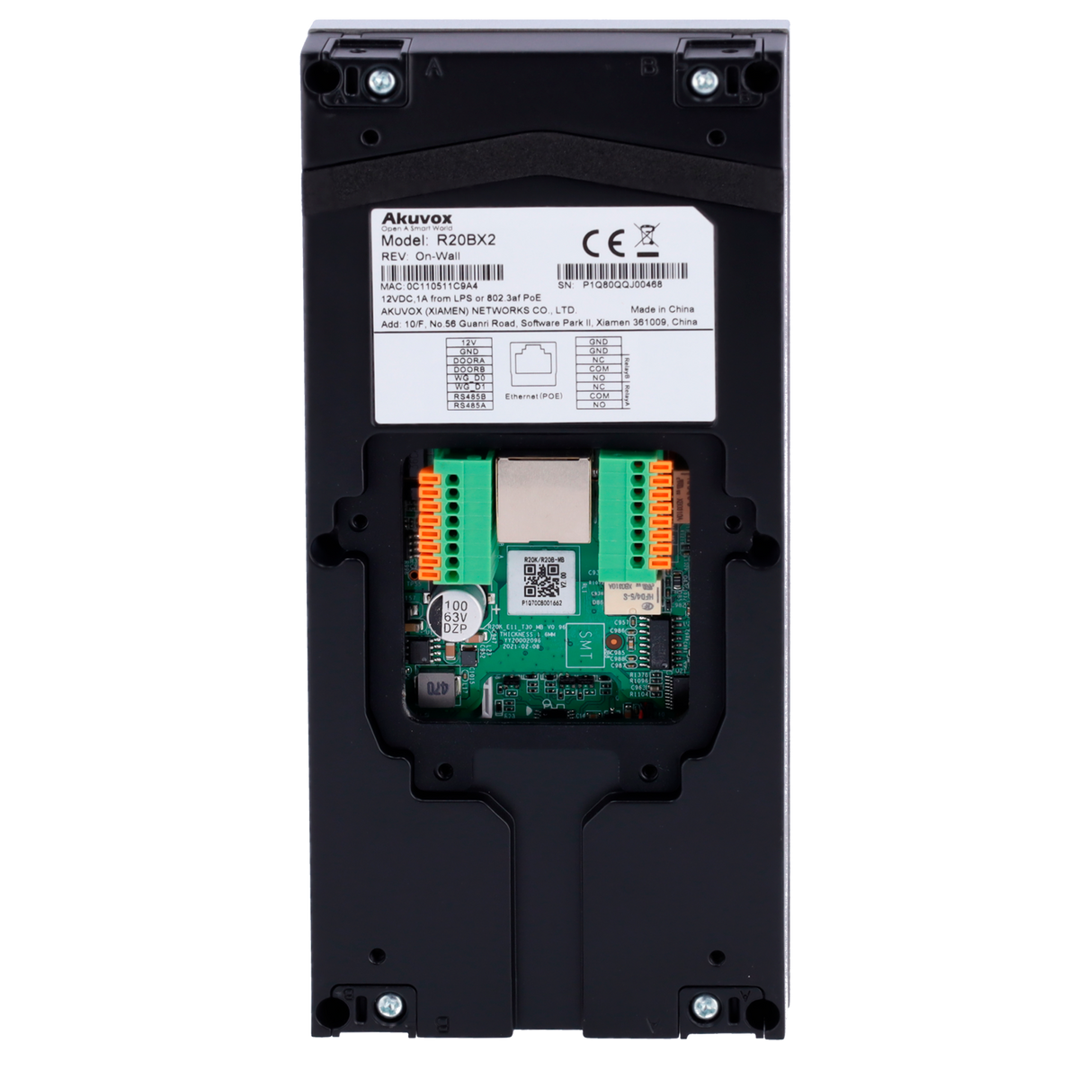 AKUVOX AK-R20B-2B - Videoportero IP en superficie - Cámara 2 Mpx | Audio bidireccional - Apertura con tarjeta EM/MF y NFC | 2 relés - 2 apartamentos | PoE, SIP estándar - Mantenimiento Cloud - Conexión a través de Cloud | Salida 12V - imagen 2