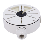 MARCA BLANCA JBOX-116-WHITE - Caja de conexiones - Para cámaras Bullet, Domo y Turret - Para cámaras con la salida de cable descentrada - Instalación en techo o pared - Incluye prensacable - Color blanco | 140 Ø × 45.5 (Fo) mm - imagen 2