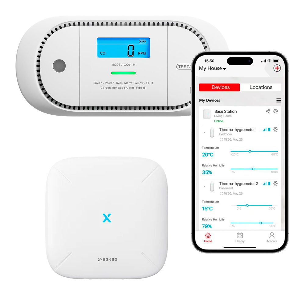X-SENSE XC01-M - Detector de CO autónomo X-Sense - Conexión con HUB SBS50 para comunicación por APP - Permite conectar 50 detectores en la misma red - Duración de la batería 5 años (reemplazable) - Indicador luminoso y alarma sonora 85 dB a 3m - Certifica - imagen 2
