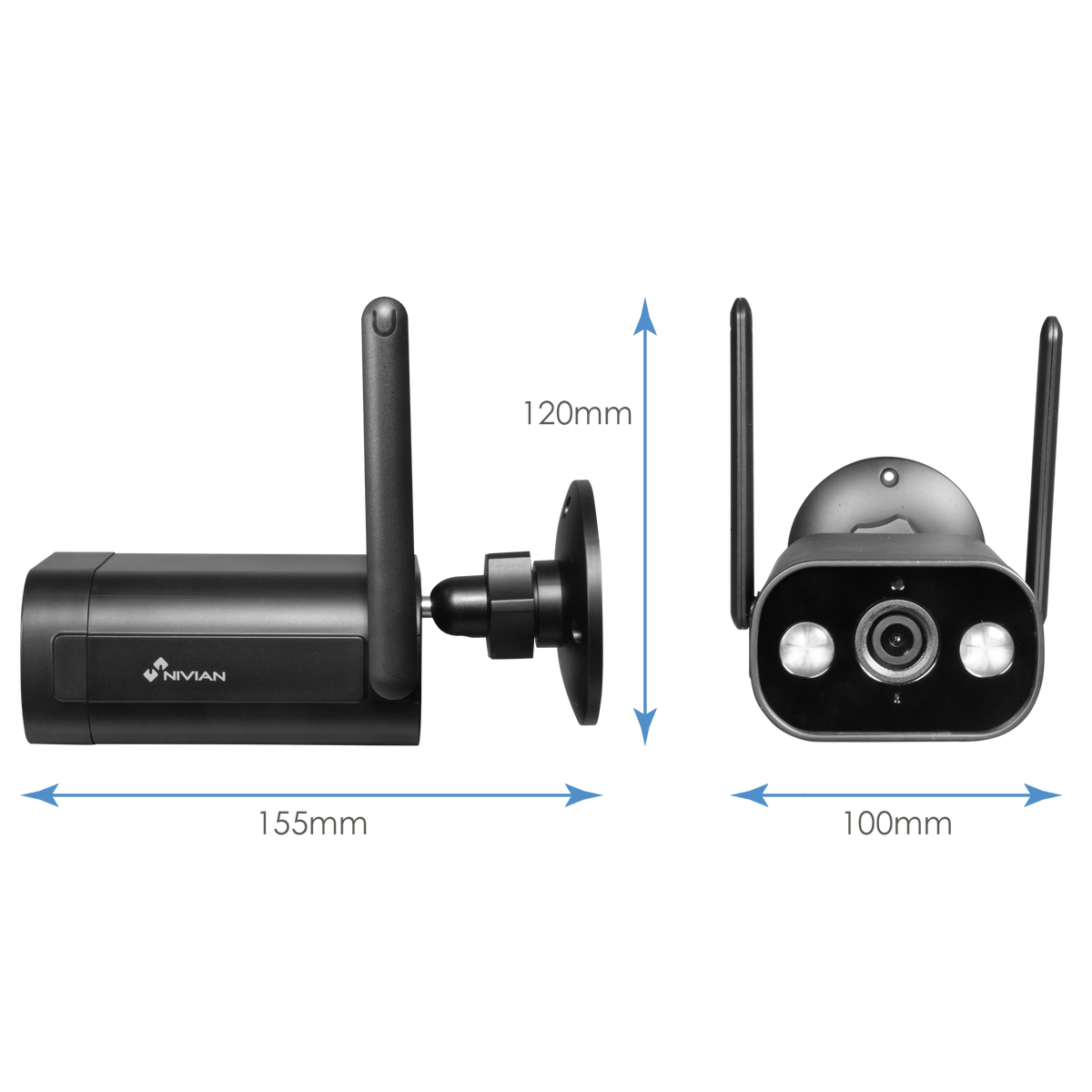 NIVIAN NVS-IPC-02B-LO1 - Nivian Smart Cámara 2K - Lente 4 mm | Wifi 2.4 GHz - Apta para exterior | IR hasta 10 m - Luz blanca | Detección de personas - Grabación en tarjeta MicroSD o Cloud | IP66 - Compatible TUYA Smart / Google / Alexa - imagen 2