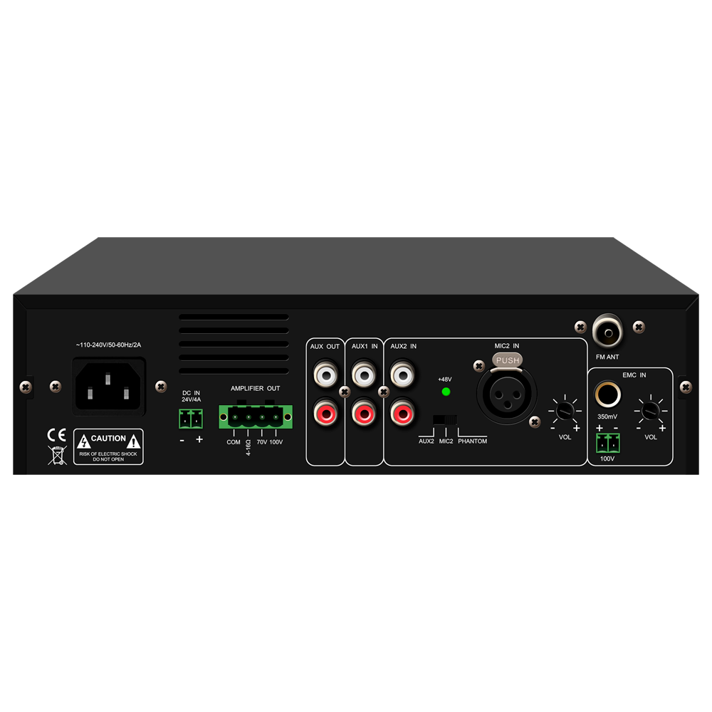 DSPPA-MP120UB - Mini mezclador digital - Amplificador 100V - Reproductor USB / Radio FM / Blutooth - Potencia nominal 120W - Salida de línea - Soporta mando a distancia - imagen 2