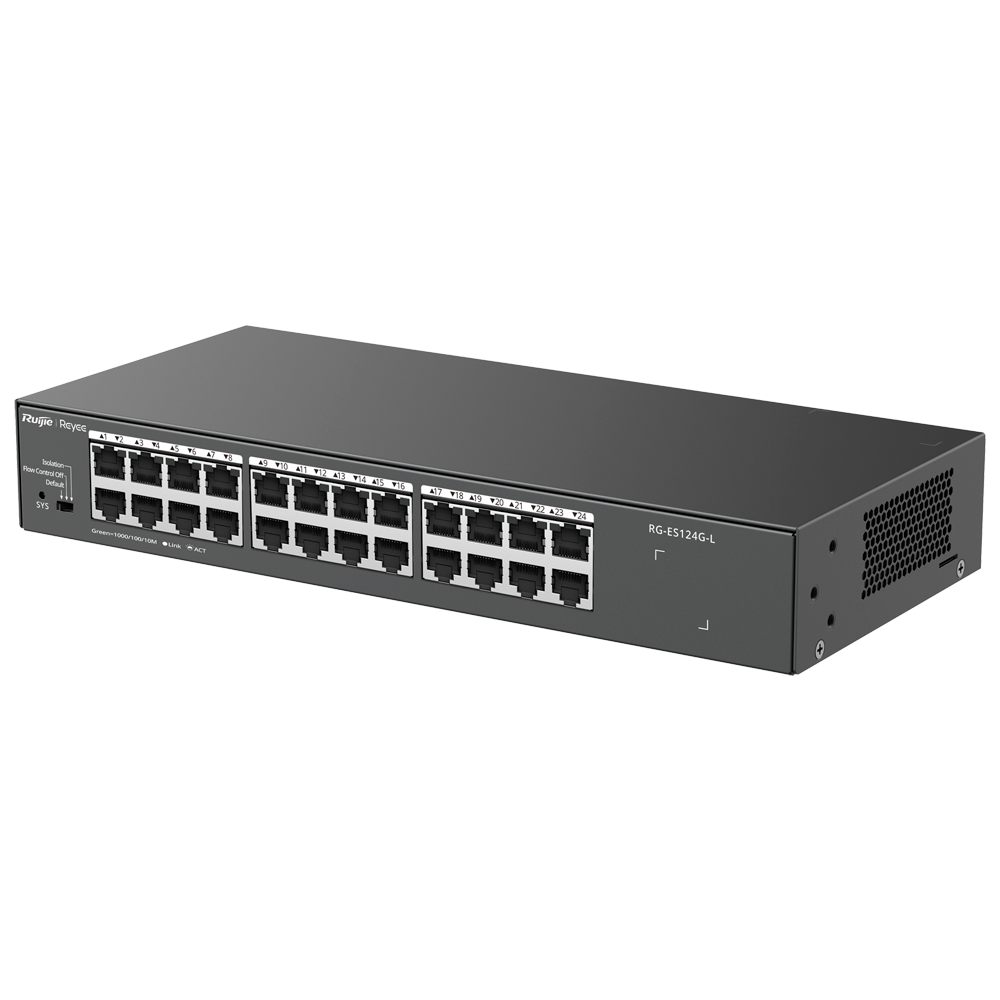 REYEE RG-ES124G-L - Reyee Switch Sobremesa - Carcasa Metal - Enrackable - 24 puertos RJ45 - Velocidad 10/100/1000 Mbps - Plug and Play - Tecnología ahorro de energía - imagen 2