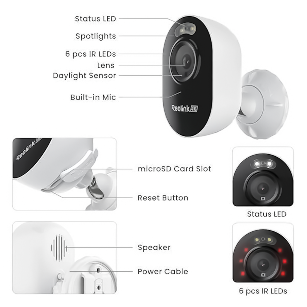REOLINK RL-E-SERIES-E450 - Reolink Camara Wifi Dual-Band Lumus Series E450 - 8MP (3840x2160) - IR 10 m | Night Color - Detección IA Personas / Mascotas / Vehículos - Audio Bidireccional / Ranura MicroSD - Apta para exterior IP65 - imagen 2