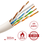 SAFIRE UTP6A-305-LSZH-B2ca-23AWG - Cable de datos U/UTP Categoría 6A de 4 pares - Conductor de cobre sólido puro 23AWG 0.57mm - Clasificación de reacción al fuego LSZH B2ca - Ancho de banda extendido comprobado a 500 MHz - Separador cruciforme interno de - imagen 2
