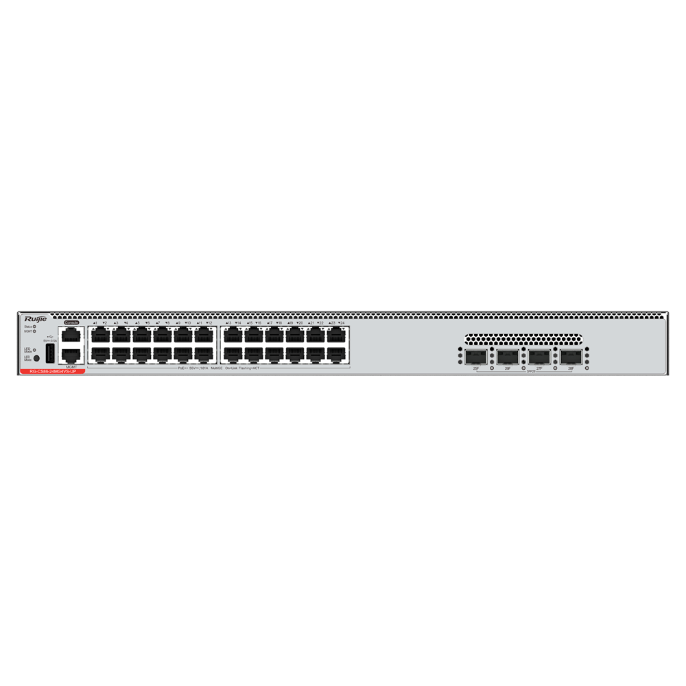 RUIJIE ENTERPRISE RG-CS86-24MG4VS-UP - Ruijie Cloud Managed Multi-GE L3 Switch - 28 Puertos Totales (24 Multi-GE / 4 Uplinks 25G) - Puertos Multi-GE de hasta 5 Gbps en cobre RJ45 - Suministro de ultra potencia PoE++ de hasta 90W - Alta disponibilidad con - imagen 2