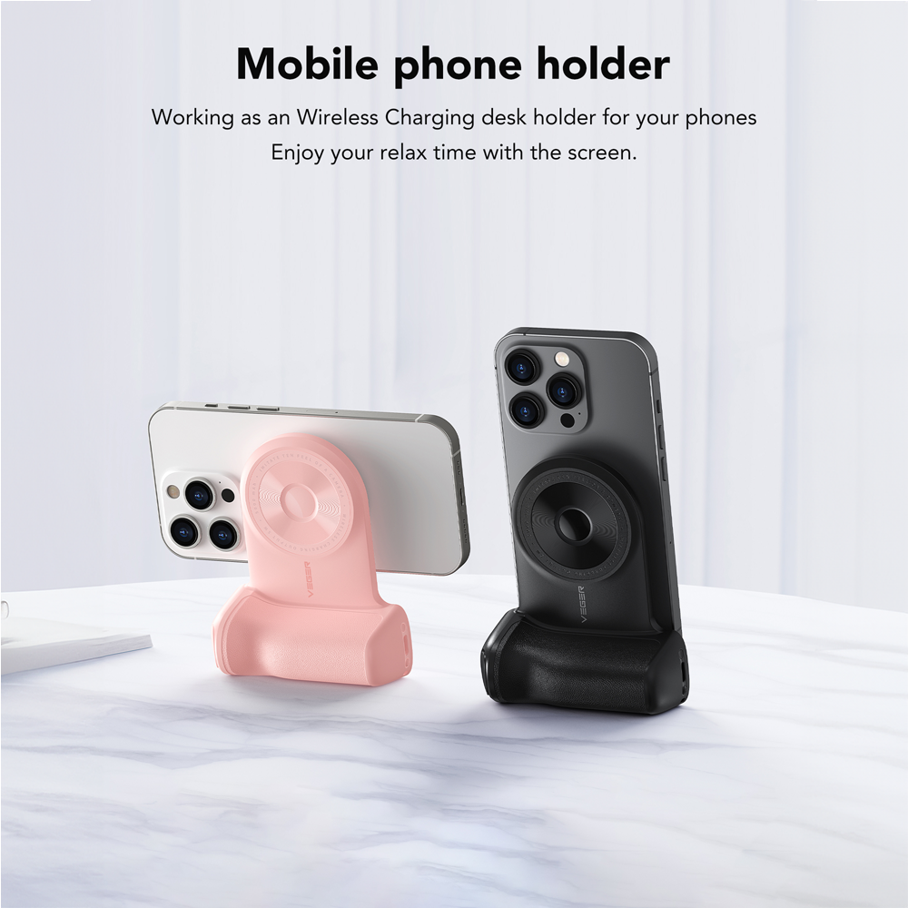 VEGER VG-W0569 - VEGER Power bank magnética inalámbrica - Capacidad 5000mAh - Entrada USB-C - Salida inalámbrica - Soporte en posición vertical y horizontal - Conexión Bluetooth con el móvil - imagen 2