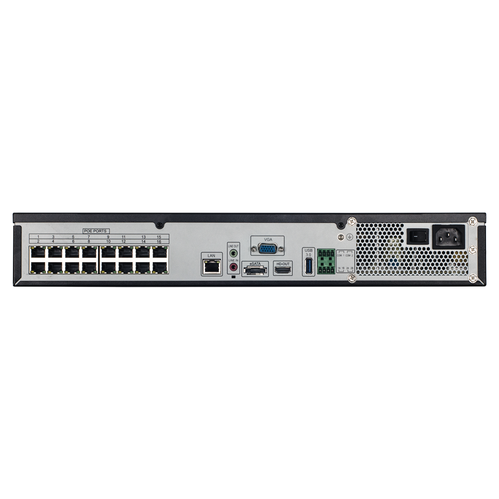 Sunell SN-NVR3964E4-P16-J - Gama Pro - Grabador NVR 64CH IP | Switch 16CH PoE 140 W máx - Resolución máxima 12Mpx@1ch | Alarmas | Audio - Ancho de banda 400 Mbps - Admite 4 discos duros (no incluidos) - imagen 2