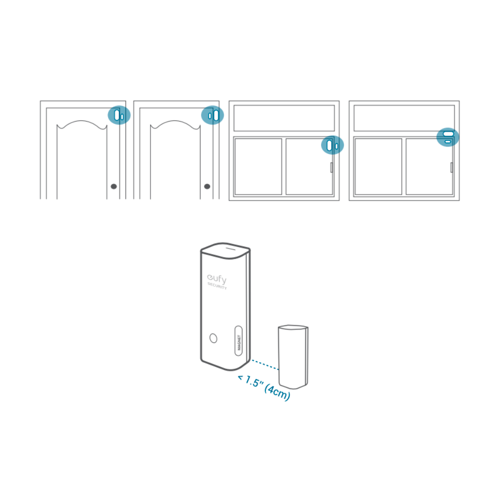 EUFY-ALARM-ENTRY4 - Sensor de apertura Eufy by Anker - Inalámbrico 868 MHz - Compatible con el sistema de alarma Eufy - Botón de enlace rápido a HomeBase - Funcionamiento a pilas - Fácil instalación - imagen 2