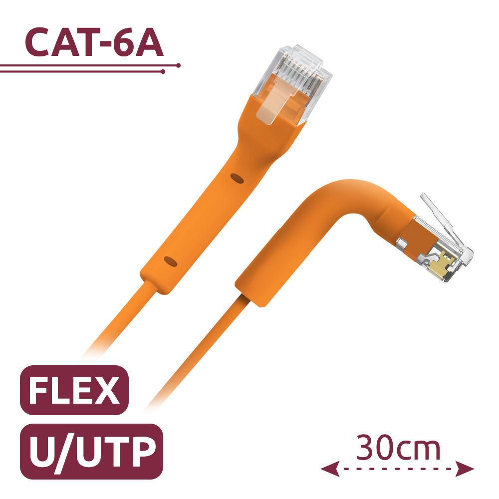 SAFIRE UTP6A-FLEX-03O - Cable UTP flexible - Ethernet - Conectores RJ45 - Categoría 6A - 0,3 m - Color naranja - imagen 2