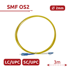 SAFIRE SF-LC-UPC-SC-UPC-SM-SX-3M - Cable de conexión de fibra óptica simplex - Fibra monomodo OS2 G657A2 de alto nivel - Conectores híbridos LC UPC y SC UPC - Longitud exacta de 3 metros - Cubierta exterior LSZH color amarillo - Compatibilidad de uso gené - imagen 2