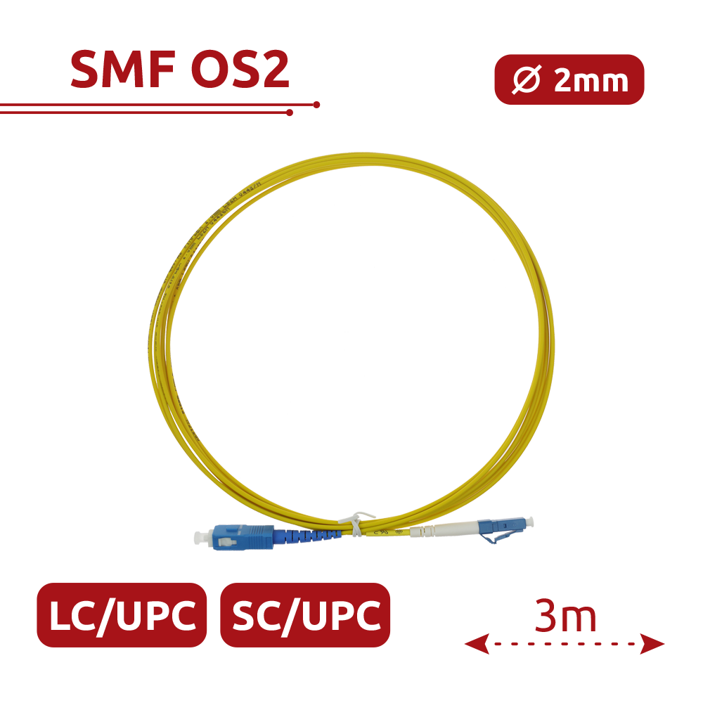 SAFIRE SF-LC-UPC-SC-UPC-SM-SX-3M - Cable de conexión de fibra óptica simplex - Fibra monomodo OS2 G657A2 de alto nivel - Conectores híbridos LC UPC y SC UPC - Longitud exacta de 3 metros - Cubierta exterior LSZH color amarillo - Compatibilidad de uso gené - imagen 2