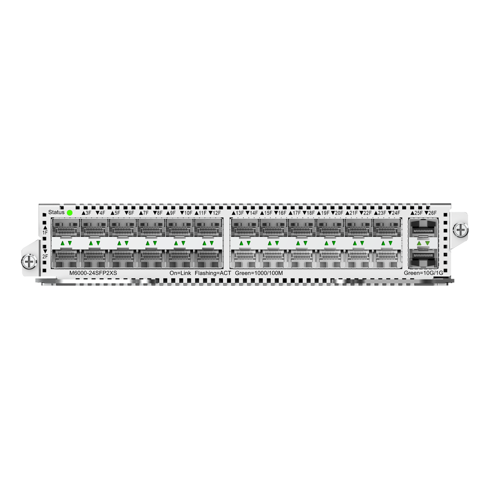 REYEE RG-M6000-24SFP2XS - Ruijie Reyee Tarjeta óptica pura para chasis L3 - Alta densidad óptica con 24 ranuras 1GE SFP - 2 ranuras independientes de ultra velocidad 10G SFP+ - Conectores ópticos tipo LC de largo alcance - Ideal para agregación y enlaces - imagen 2