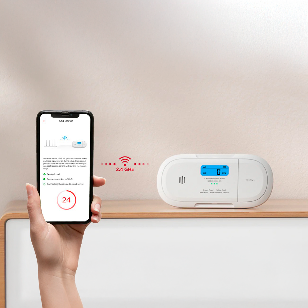 X-SENSE XC04-WX - Detector de CO autónomo X-Sense - Comunicación WiFi 2.4GHz - Conexión a través de APP - Duración de la batería 1 año (reemplazable) - Indicador luminoso y alarma sonora 85 dB a 3m - Certificado EN 50291 - imagen 2