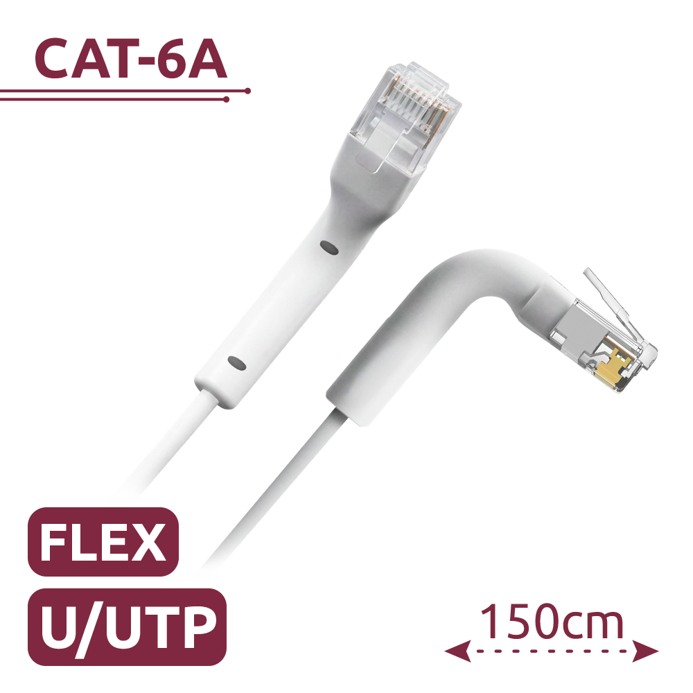 SAFIRE UTP6A-FLEX-150W - Cable UTP flexible - Ethernet - Conectores RJ45 - Categoría 6A - 1,5 m - Color blanco - imagen 2