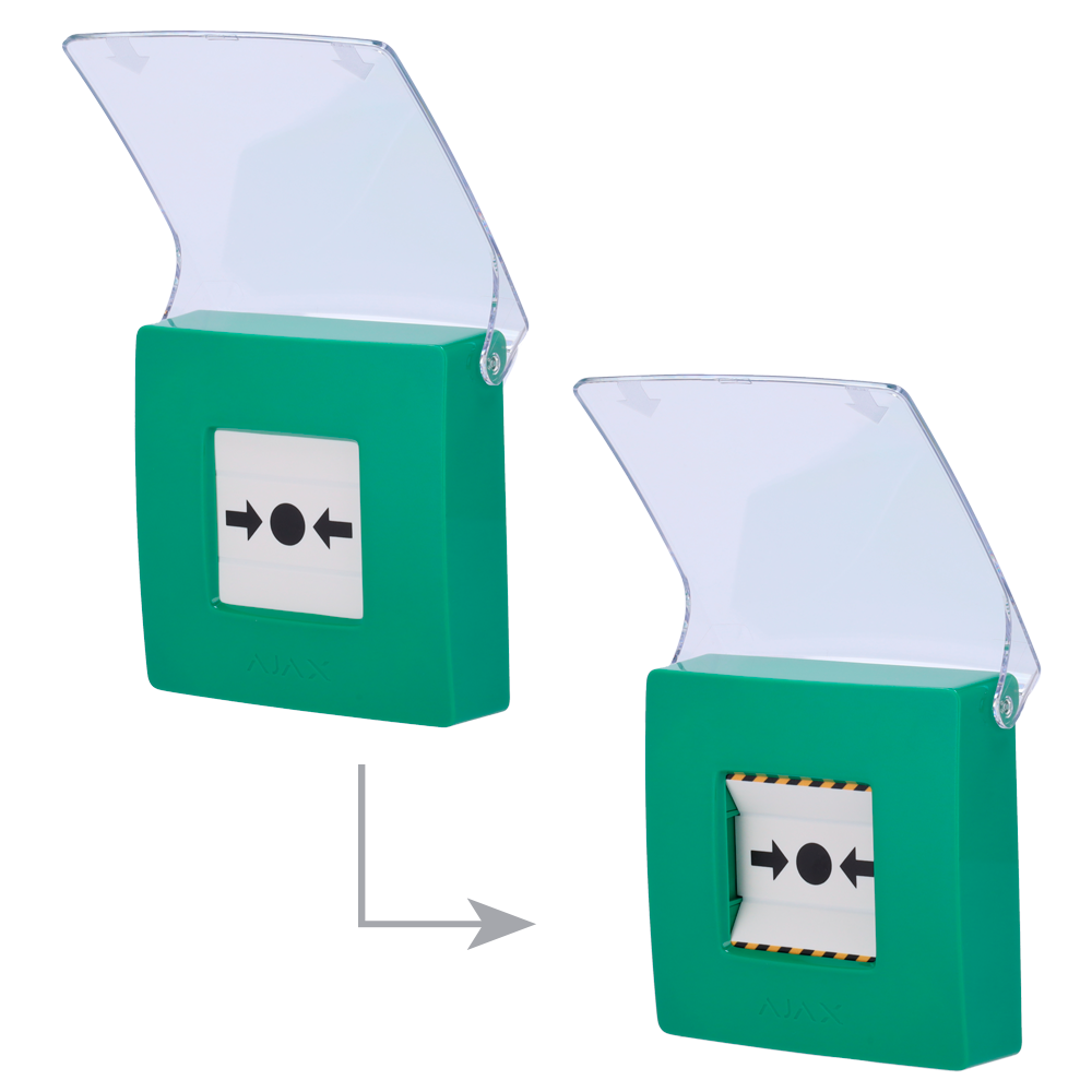 AJAX AJ-MANUALCALLPOINT-GREEN - Botón manual de alarma de incendio verde - Inalámbrico 868 MHz Jeweller - Botón alarma incendio o activador de escenarios - Compatible con función de alarma interconectada - Transmisión de alarmas a CRA (configurable) - Ali - imagen 2