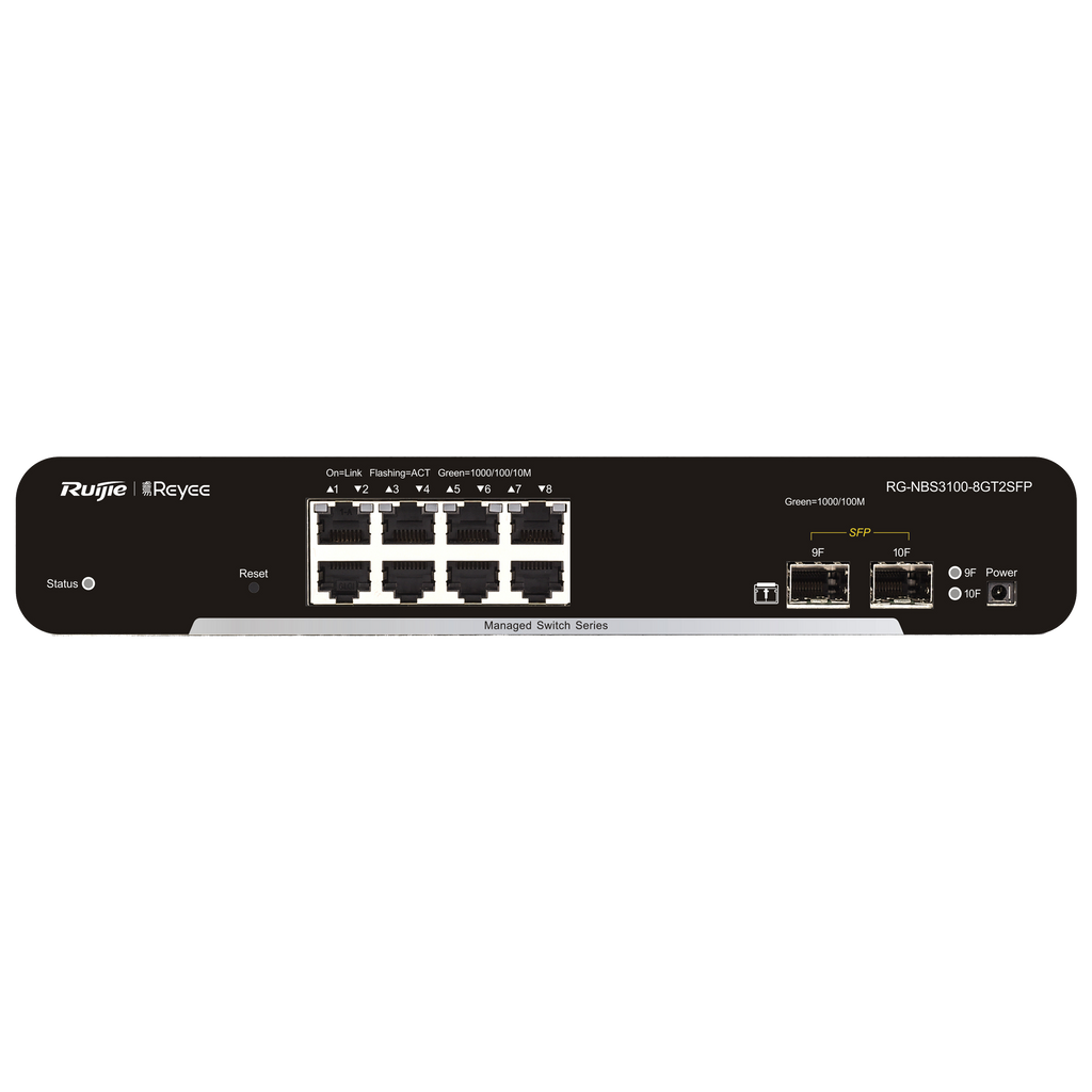 REYEE RG-NBS3100-8GT2SFP - Ruijie Reyee Cloud Managed L2 Switch - 8 Puertos Gigabit Ethernet + 2 Enlaces SFP - Ranuras SFP independientes para fibra óptica - Seguridad avanzada: ACL, Radius y 802.1X - Garantía oficial extendida de 5 años - Gestión en la n - imagen 2