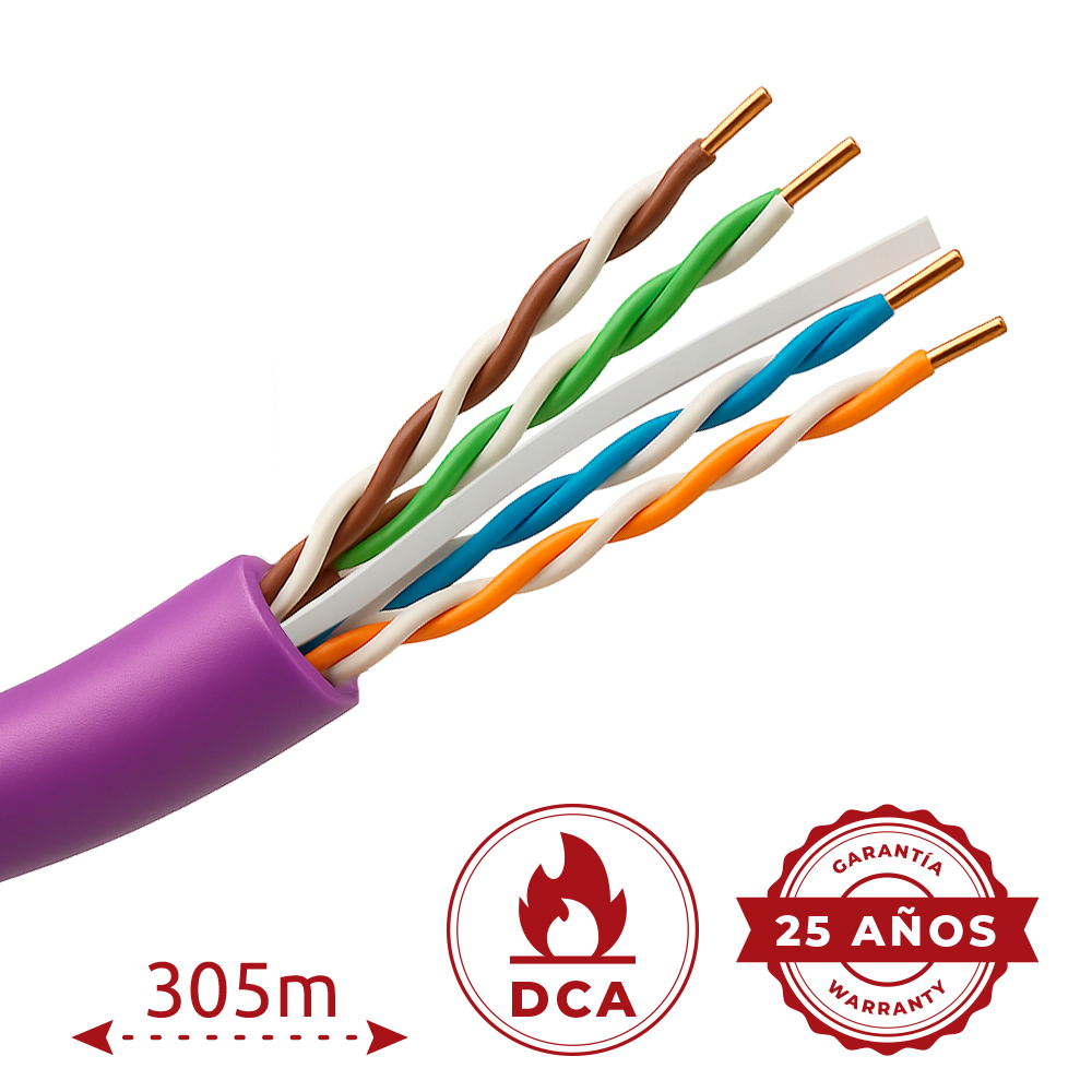 SAFIRE UTP6-305-BC-LSZH-Dca-PU - Cable UTP rígido libre de halógenos - Categoría 6 - Cumple con 90m Fluke test - Conductor OFC, pureza 99.9% cobre - Rollo de 305 metros - Diámetro 5.5 mm - imagen 2
