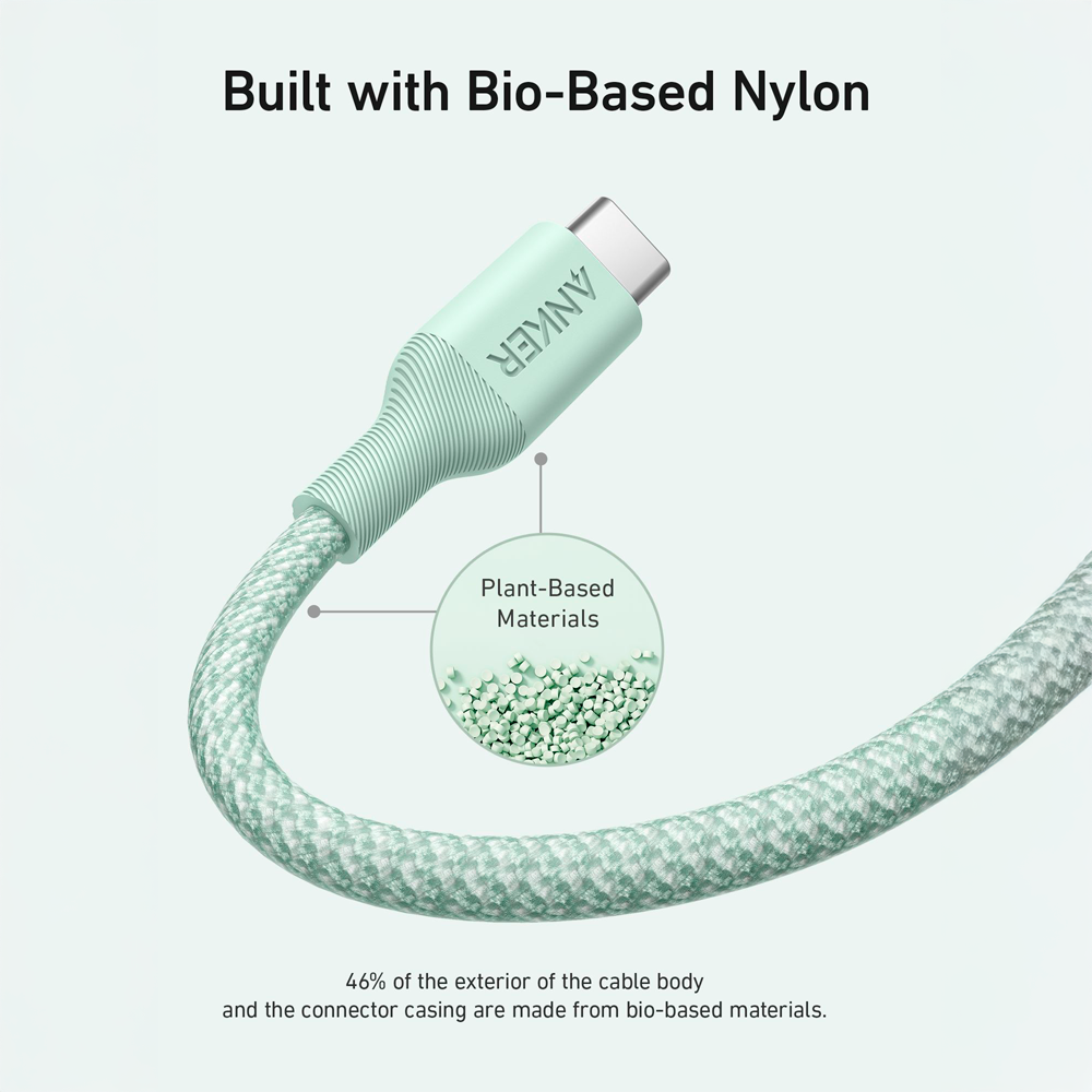 ANKER ANK-544-USBC-USBC-180-G - Anker - Cable USB2.0 - USB-C a USB-C - Cable de Bio-Nylon trenzado - Longitud 1.8m - Color verde - imagen 2