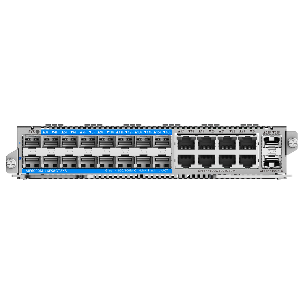 REYEE RG-MF6000M-16FS8GT2XS - Reyee E-Lighten Line Card - Tarjeta de Interfaces para Switch modular - Compatible con RG-NBF6002M - 16 Puertos SFP E-Lighten (PON/Ethernet) - 8 Puertos RJ45 Gigabit + 2 puertos SFP+ 10 Gbps - Tamaño 1 Slot - imagen 2