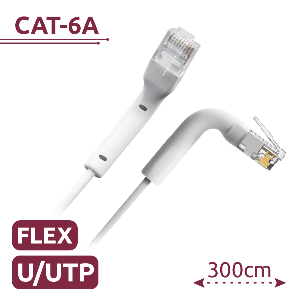 SAFIRE UTP6A-FLEX-2W - Cable UTP flexible - Ethernet - Conectores RJ45 - Categoría 6A - 2 m - Color blanco - imagen 2
