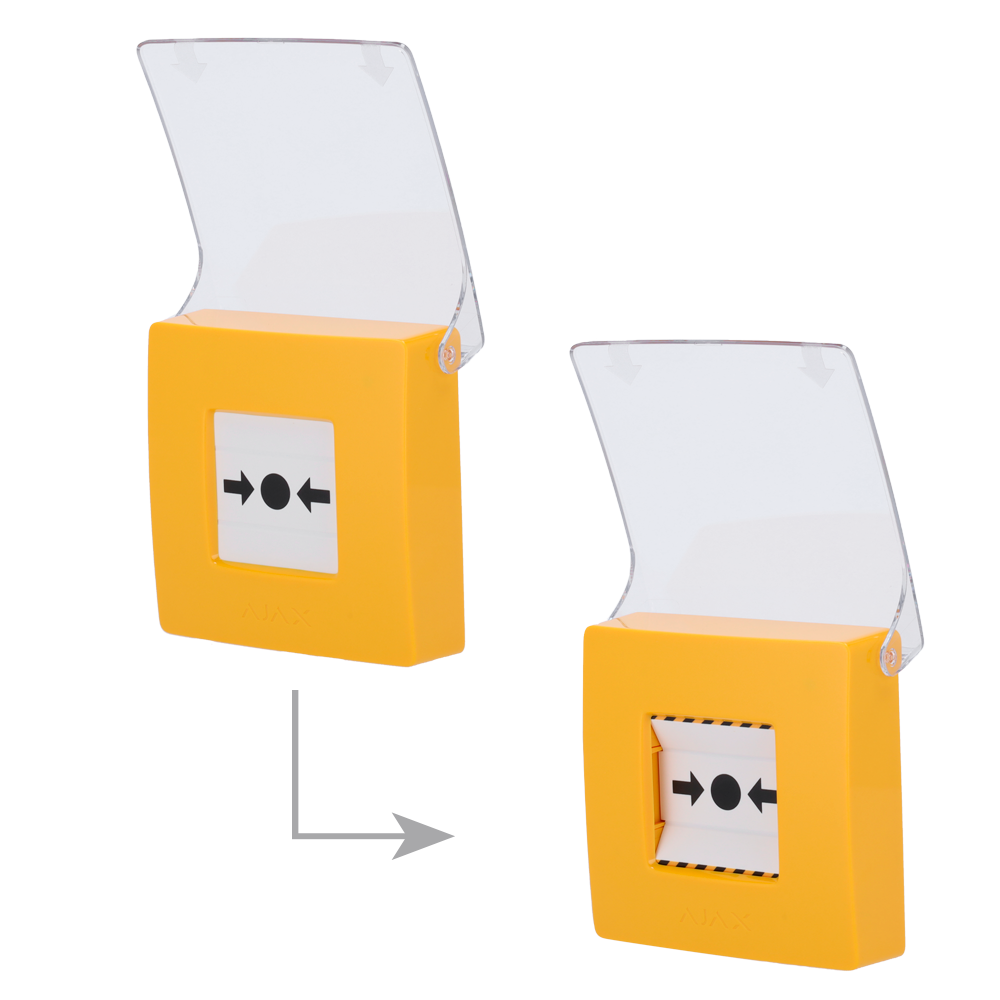 AJAX AJ-MANUALCALLPOINT-YELLOW - Botón manual de alarma de incendio amarillo - Inalámbrico 868 MHz Jeweller - Botón alarma incendio o activador de escenarios - Compatible con función de alarma interconectada - Transmisión de alarmas a CRA (configurable) - imagen 2