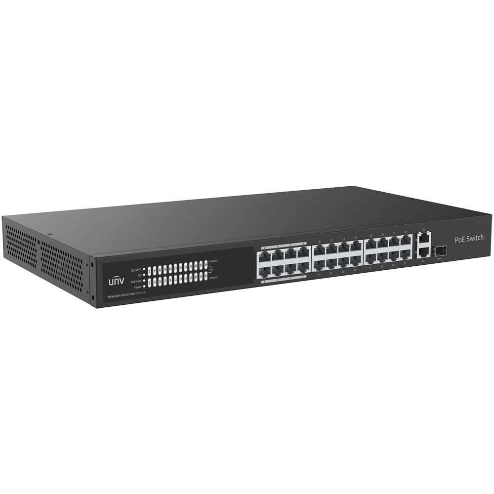 UNIVIEW UV-NSW3000-24T1GT1GC-LPOE-IN - Uniview Switch Cloud Managed PoE L2 - 24 Puertos PoE 10/100M + 2 Uplinks Gigabit - Un puerto RJ45 Dedicado y un puerto Combo - Potencia de 30W por puerto / Máximo 250W - Transmisión de largo alcance hasta 250m - Cump - imagen 2