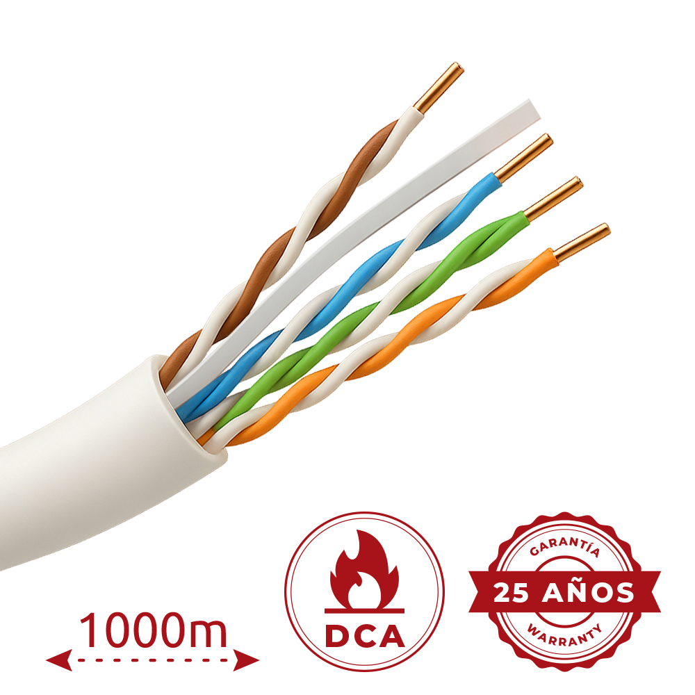 SAFIRE UTP6-1000-BC-H-Dca - Cable UTP rígido libre de halógenos - Categoría 6 - Cumple con 90m Fluke test - Conductor OFC, pureza 99.9% cobre - Rollo de 1000 metros - Diámetro 5.5 mm - imagen 2