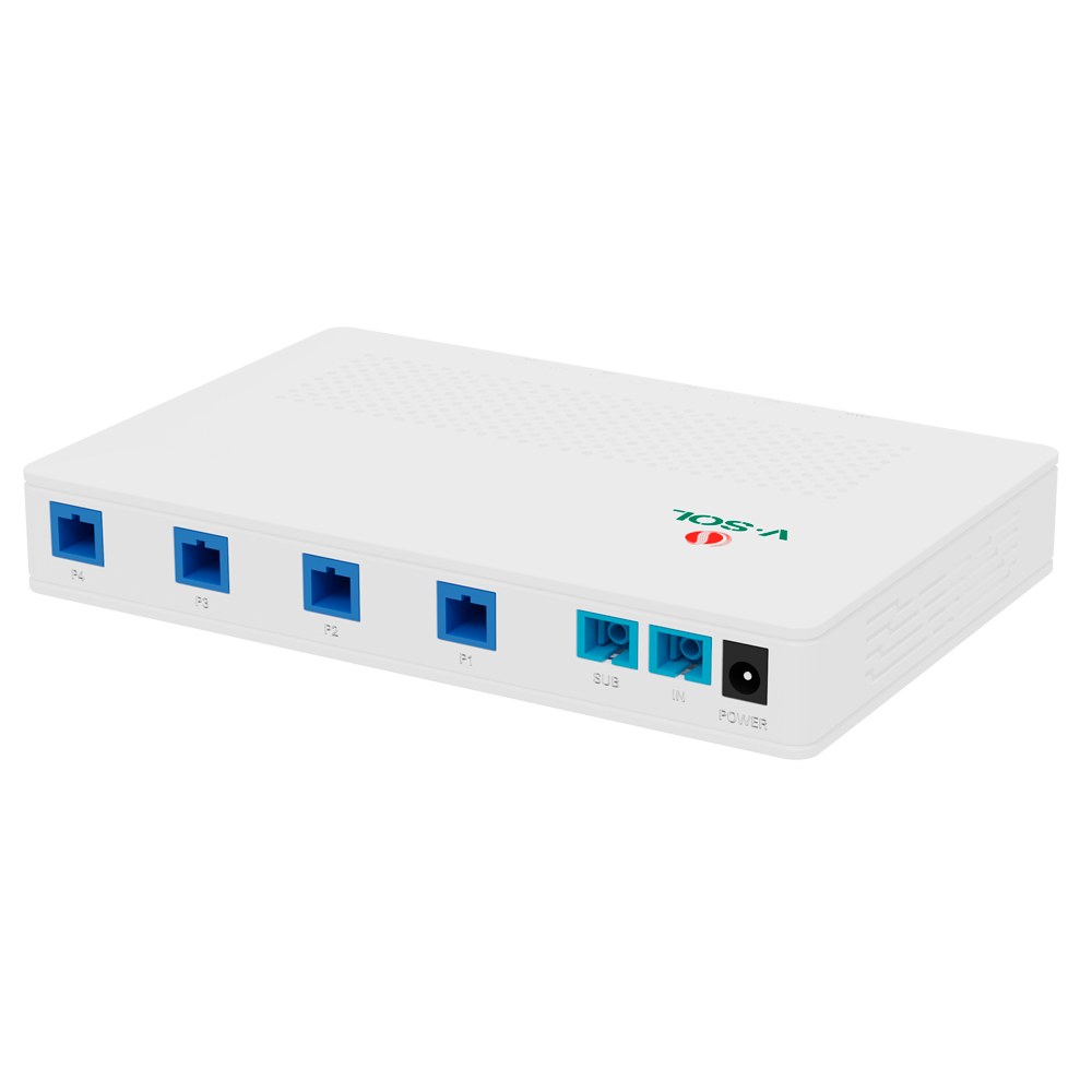 VSOL-V1805P-U - V-Sol Splitter de fibra óptica con alimentación - Longitud de onda 1260 nm hasta 1650nm - PON estándar ( compatibilidad con otras marcas ) - 2 x Conectores SC uplink - 4 conectores para ONU´s SC PON ( POF ) - Instalación en sobremesa y en - imagen 2