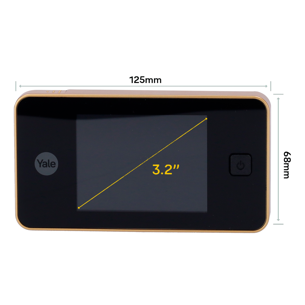YALE-DOORVIEWER500-GOLD - Mirilla digital - Cámara 0.3 Mpx | Ángulo de visión 105º - Pantalla LCD TFT 3.2" - Puertas con espesor entre 38 y 110 mm - Alimentación con baterías AAA - Color oro - imagen 2