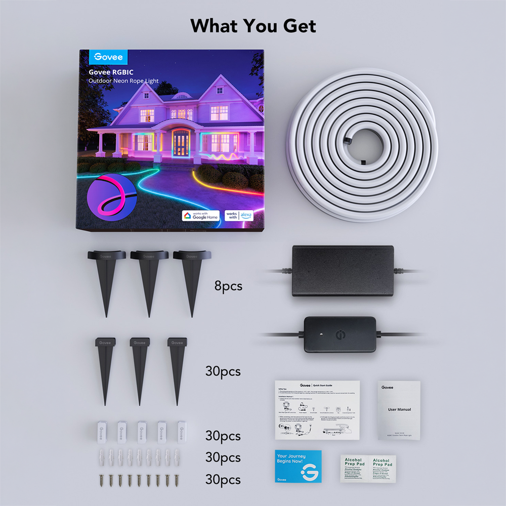 GOVEE GV-OUT-H61A8-NEON-10M - Govee Tira NEON inteligente 10m - Wi-Fi 2.4 GHz + Bluetooth - Color RGB segmentado - 1130 lúmenes - Matter / Homekit / Alexa / Google Home - Para exterior IP67 - imagen 2