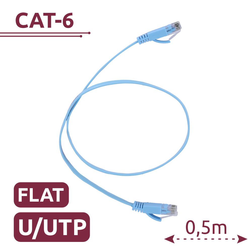 SAFIRE UTP6-05B-FLAT - Cable UTP Flat - Ethernet - Conectores RJ45 - Categoría 6 - 0,5 m - Color azul - imagen 2