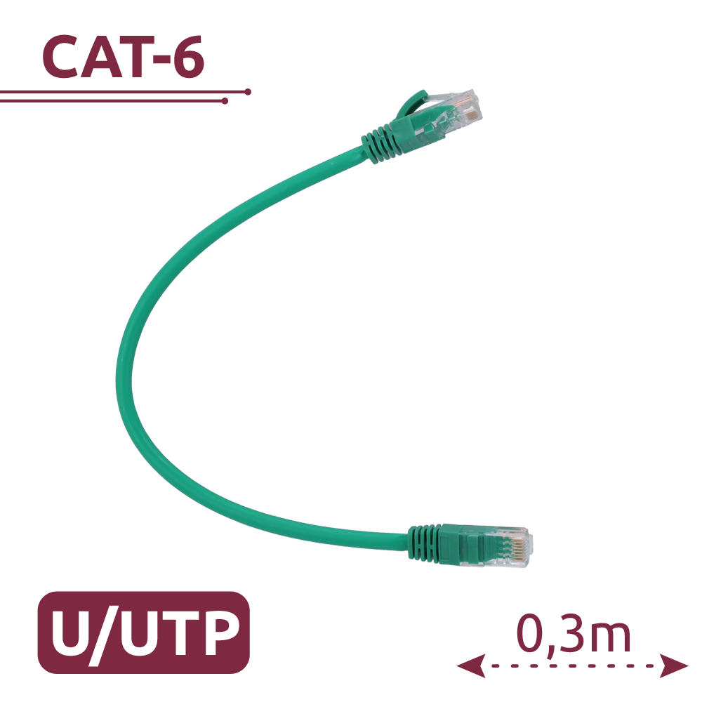SAFIRE UTP6-H-03GN - Cable UTP - Ethernet - Conectores RJ45 - Categoría 6 - 0,3 m - Color verde - imagen 2