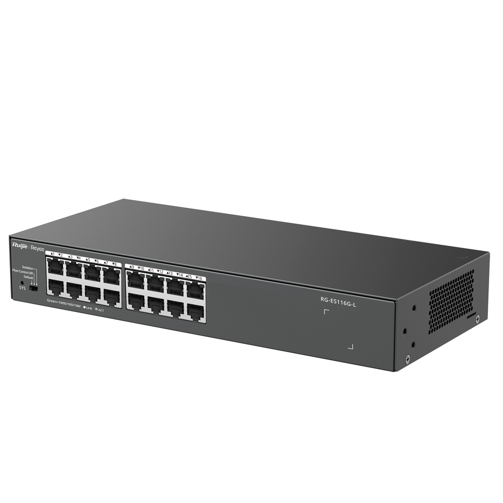 REYEE RG-ES116G-L - Reyee Switch Sobremesa - Carcasa Metal - Enrackable - 16 puertos RJ45 - Velocidad 10/100/1000 Mbps - Plug and Play - Tecnología ahorro de energía - imagen 2