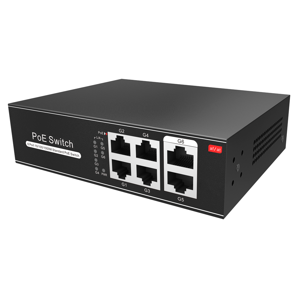 MARCA BLANCA SW0604POE-G-65-E - Switch PoE - 4 puertos PoE + 2 Uplink RJ45 - Velocidad hasta 1000 Mbps en todos los puertos - Hasta 60W en total para todos los puertos - Ancho de banda 12 Gbps - Norma IEEE802.3af (PoE) / at (PoE+) - imagen 2
