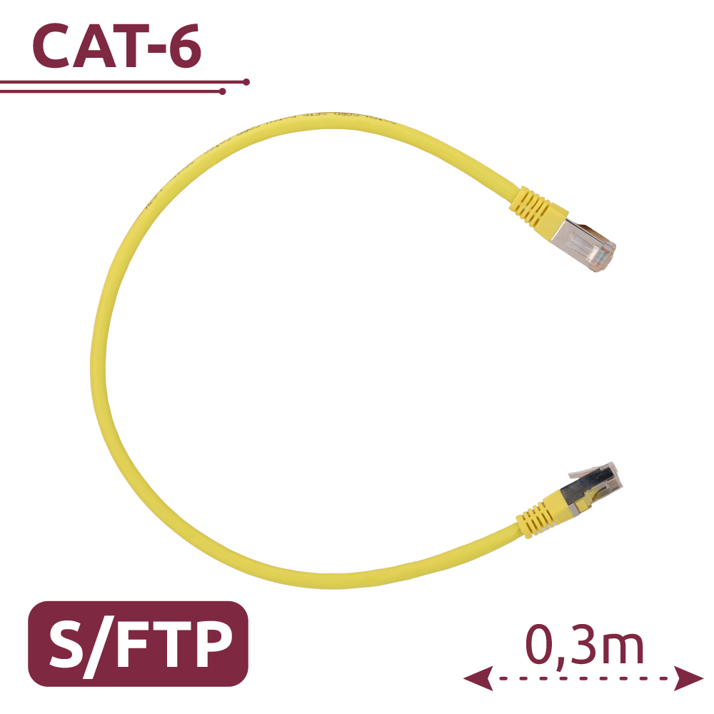 SAFIRE SFTP6A-H-03Y - Cable SFTP - Ethernet - Conectores RJ45 - Categoría 6A - 0,3 m - Color amarillo - imagen 2
