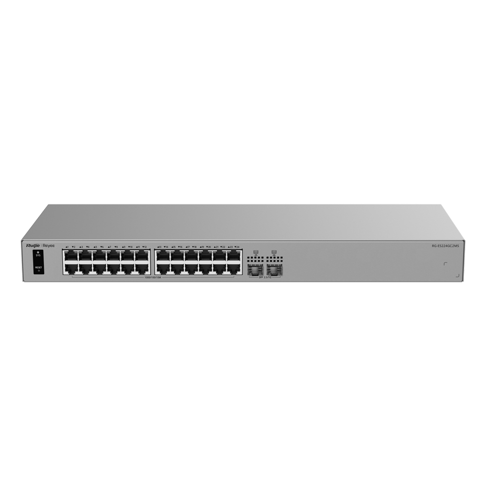 REYEE RG-ES224GC2MS - Ruijie Reyee Cloud Managed L2 Switch - 24 puertos Gigabit RJ45 y 2 ranuras 2.5G SFP - Resiliencia de red con protocolo de anillo ERPS - Gestión gratuita desde Ruijie Cloud y App Reyee - Chasis metálico para rack sin ventiladores - Pr - imagen 2