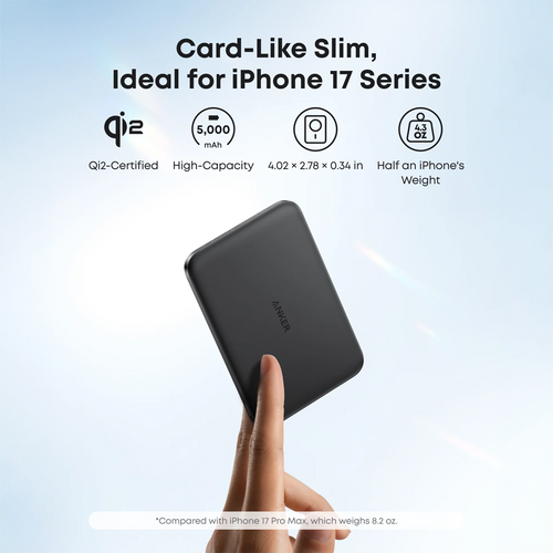ANKER ANK-1665-B - Anker Mini Power Bank - Capacidad 5000mAh - Entrada 1x USB-C - Salidas USB-C e inalámbrica - Carga 2 dispositivos a la vez - Acoplada a móvil | Carga rápida 20W - imagen 2