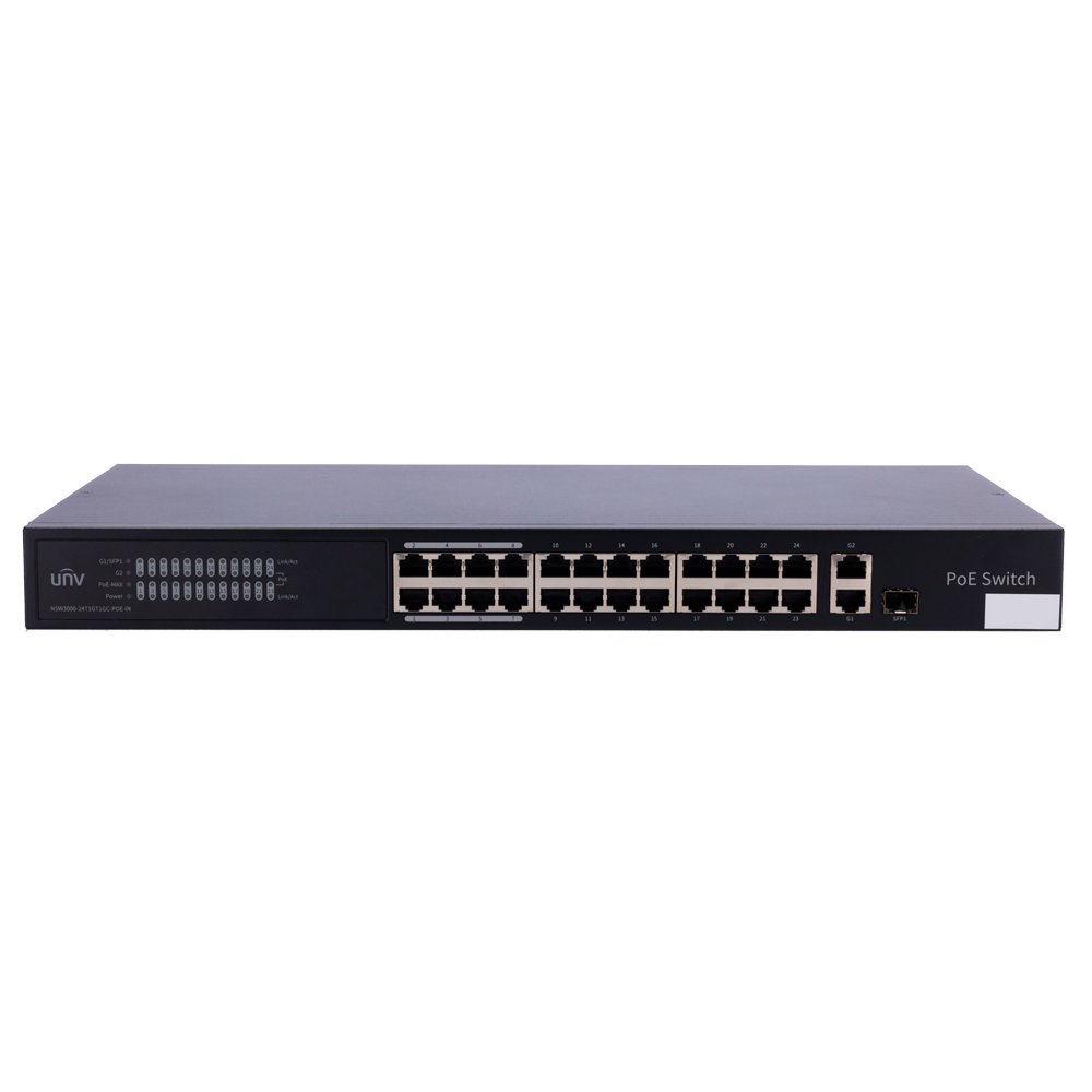 UNIVIEW UV-NSW3000-24T1GT1GC-POE-IN - Uniview Switch Cloud Managed PoE L2 - 24 Puertos PoE 10/100M + 2 Uplinks Gigabit - Un puerto RJ45 Dedicado y un puerto Combo - Potencia de 30W por puerto / Máximo 370W - Transmisión de largo alcance hasta 250m - Cumpl - imagen 2