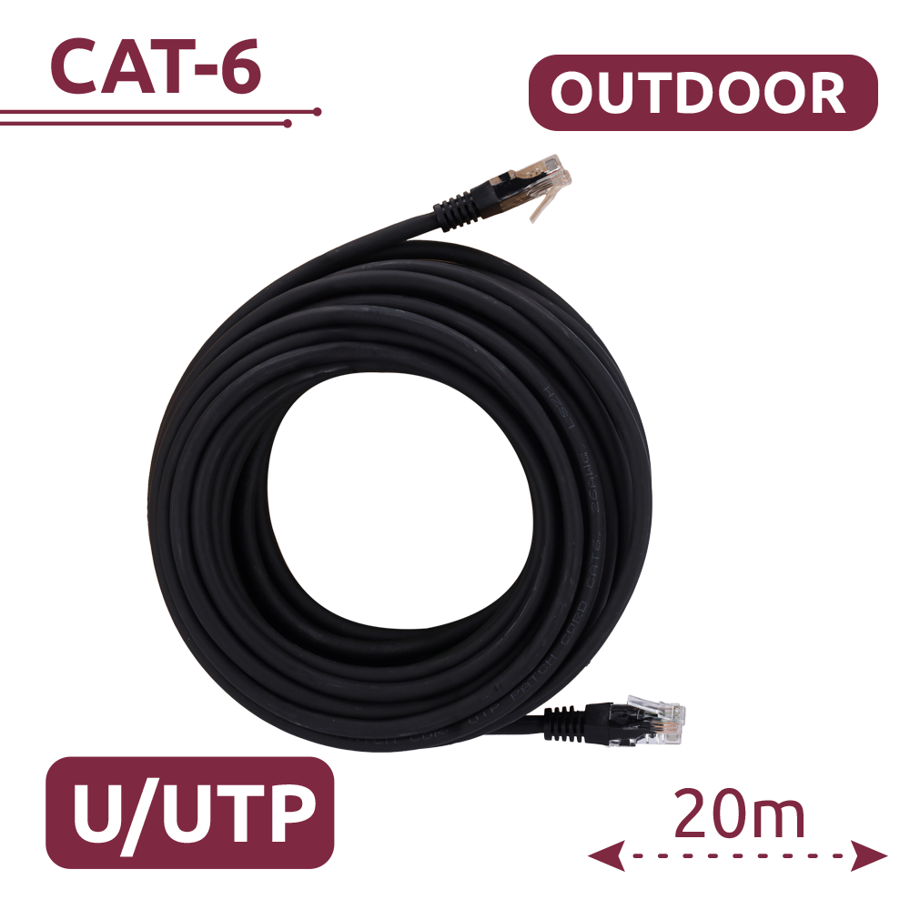 SAFIRE UTP6-20-OUTDOOR - Cable UTP - Ethernet - Conectores RJ45 - Categoría 6 - Cubierta especial para exterior ( Negro ) - 20 m - imagen 2
