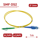 SAFIRE SF-LC-APC-SC-UPC-SM-DX-1M - Cable de conexión de fibra óptica dúplex - Fibra monomodo G657A2 de alto rendimiento - Conectores híbridos LC APC y SC UPC - Longitud exacta de 1 metro - Cubierta exterior LSZH color amarillo - Compatibilidad de uso gené - imagen 2