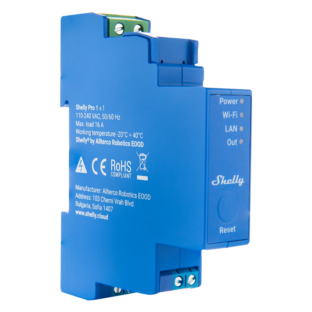 SHELLY SH-PRO-1 - Relé Shelly Pro 1 - Controlador Inteligente Carril DIN - Relé de 1 canal Independiente / Contacto Seco - WiFi 2.4GHz / Bluetooth / LAN - Soporta A C110-240V / DC 30V - Compatible con Alexa y Google - imagen 2