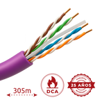 SAFIRE UTP6-305-BC-H-Dca-PURPLE - Cable UTP rígido libre de halógenos - Categoría 6 - Cumple con 90m Fluke test - Conductor OFC, pureza 99.9% cobre - Rollo de 305 metros - Diámetro 5.5 mm - imagen 2