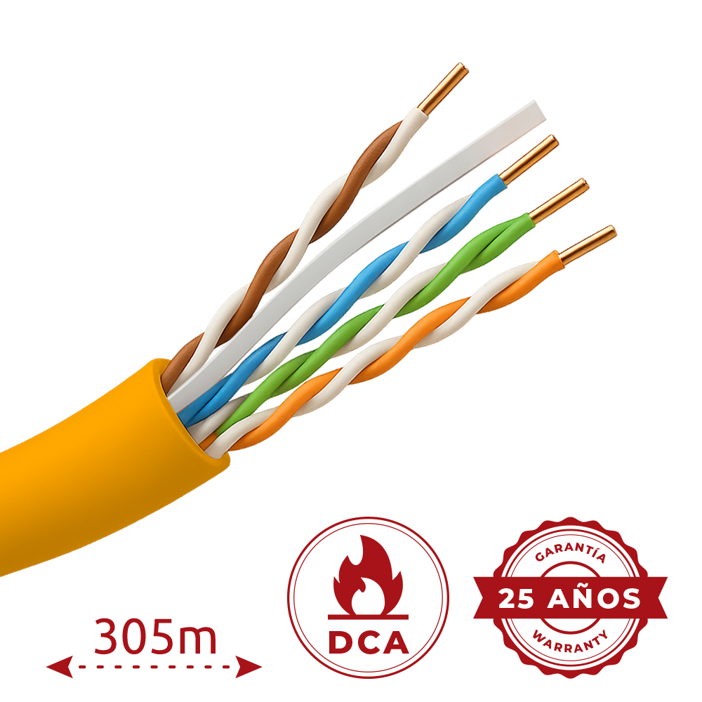 UNIVIEW UV-UTP6-305-LSZH-Dca-OR - Cable UTP uniview libre de halógenos - Categoría 6 - Cumple con 90m Fluke test - Rollo de 305 metros - Diámetro 0.5 mm - Libre de halógenos - imagen 2